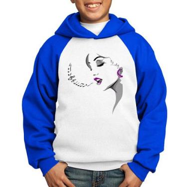 Imagem de Moletom Infantil Mulher Cantando - Foca na Moda, Branco, Azul, 2