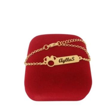 Imagem de Pulseira Infantil Bebê Minnie Nome Folheado A Ouro 18k - Gabby luxo Jo