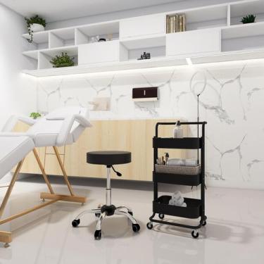 Imagem de Kit Estética com Banco Mocho e Carrinho Multiuso - Preto - Magazine De