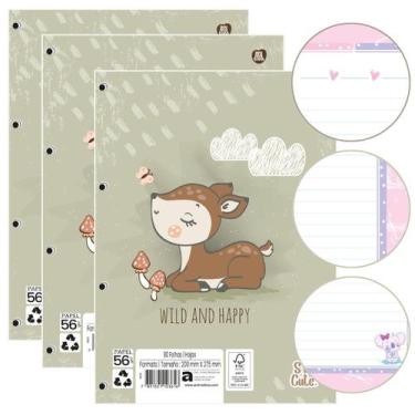 Imagem de Kit 03 Blocos de Folhas de Fichário Caderno Argolado So Cute 80 Folhas
