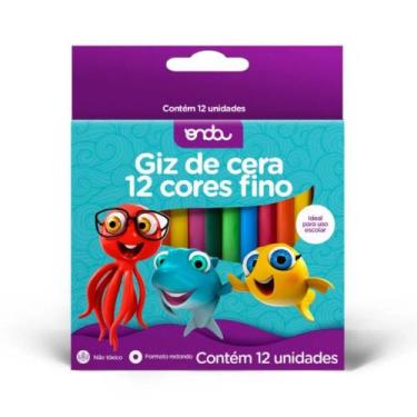 Imagem de Giz De Cera Fino Com 12 Cores Onda Pro