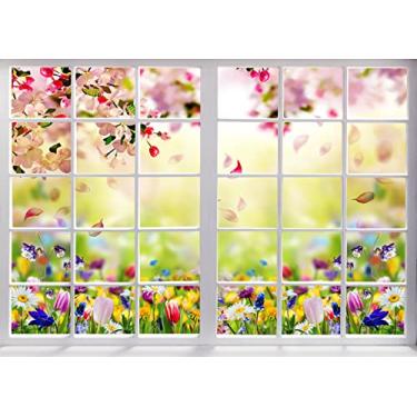 Imagem de Alltten 2,1 x 1,5 m Pano de fundo primavera flores rosa cenário fotografia fundo natureza piso de madeira páscoa pano de fundo foto chá de bebê faixa de fotos adereços para cabine de fotos F41