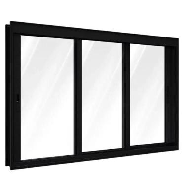Imagem de VITRÔ 3 FOLHAS SACADA L-25mm PREMIUM S/ GRADE PRETO - Inove Esquadrias