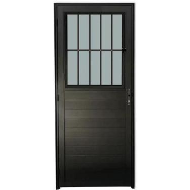 Imagem de PORTA SOCIAL / LAMBRIL C/ GRADE PRETA L-25mm - Inove Esquadrias