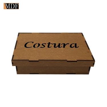 Imagem de Kit 5 Caixa Retangular Tampa de Sapato Costura 16x10x4 Laser Mdf Madei