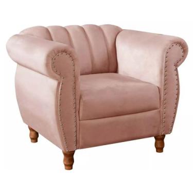 Imagem de Poltrona Chesterfield Realeza Decorativa Vintage Bella Decor, Rose