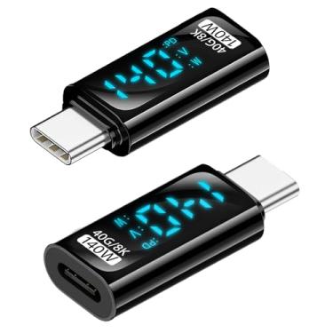 Imagem de QIANRENON Adaptador de tela digital USB 4.0 C 140W 40Gbps tipo C 4.0 macho para fêmea, conector de monitoramento de carregamento, potência de tensão, tela de transmissão de 8K, para Thunderbolt 3/4