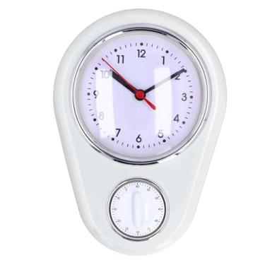 Imagem de Relógio de parede de 9 polegadas, cronômetro de cozinha, contagem regressiva visual de 60 minutos, silencioso, fácil de ler, design retrô para uso doméstico e na cozinha, (Branco)