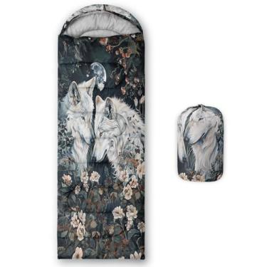 Imagem de Sacos de dormir para adultos e crianças, impressão 3D, saco de dormir para meninas e meninos, leve, impermeável, frio/quente, 3 estações, viagens ao ar livre com bolsas de compressão