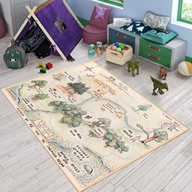Imagem de Tapete de quarto infantil, mapa de urso Pooh, tapete macio, tapete de brincar, tapete de berçário, C107 (160.0 cmx210.8 cm) = 160 x 210 cm