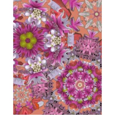 Imagem de ﴾8.5 x 11﴿ ﴾200 Journal-Lined﴿ ֎Floral Flower Botanical Mandala Kaleidoscope - Juicy Peach֍Diary Journal Notebook Memories AirBnB Guest Book ⁂⁂⁂