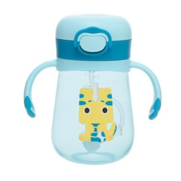 Imagem de Copo Infantil Com Canudo Treinamento Garrafa Antivazamento Transição (Azul Dino Ino)