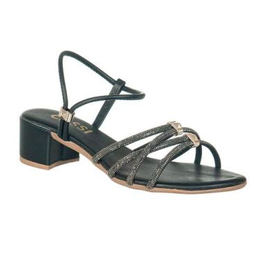Imagem de Salto Confortavel Feminino Strass Saltinho 5cm Sandalia - Cassi, Preto