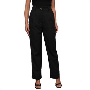 Imagem de Calça Social Feminina Alfaiataria Linho Cintura Alta e Bolso - Lunii, 