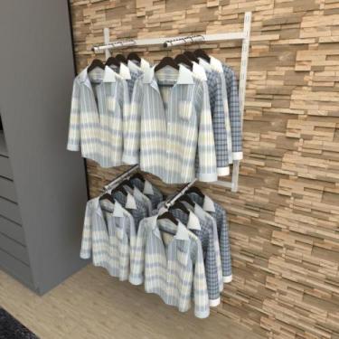 Imagem de Arara de roupas closet quarto com 8 peças cremalheira 100x100 cm cor b