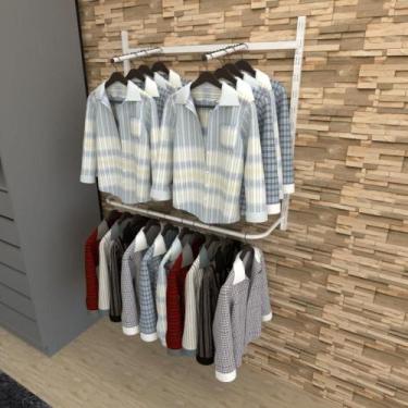 Imagem de Arara de roupas closet quarto com 6 peças cremalheira 100x100 cm cor b