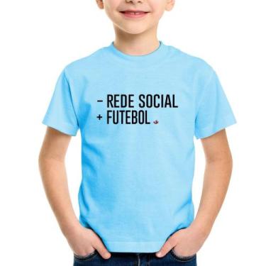 Imagem de Camiseta Infantil Menos Rede Social, Mais Futebol - Foca na Moda, Azul