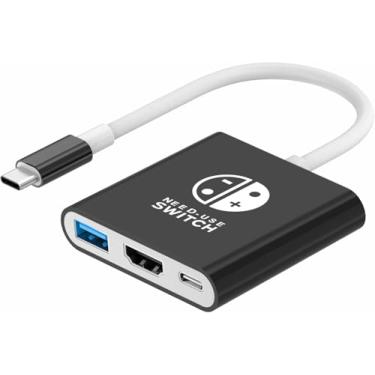 Imagem de Switch Dock compatível com estação de ancoragem Nintendo Switch, adaptador de TV, compatível com switch 4K/30HZ, modo dock de TV, compatível com switch doc station para Nintendo Switch/OLED (não é