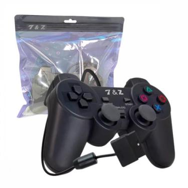 Imagem de Controle Gamer PS2 - COM FIO - Cabo 1,5 metros Dualshock Analogico T&Z