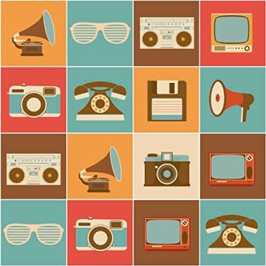 Imagem de Papel De Parede 10m Adesivo Lavável Telefone Rádio