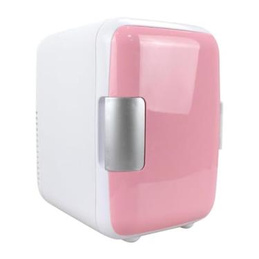 Imagem de IEUDNS Mini refrigerador de geladeira pessoal Pequeno refrigerador para automotivo 12V Compartimento duplo 4L Cosmetics Cooler para acampamento RVS Car Drink, Rosa