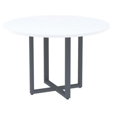 Imagem de Mesa de Reunião Redonda P25 Pandin 110 cm (Largura) Tampo MDP Branco Pé Aço Tubular Grafito