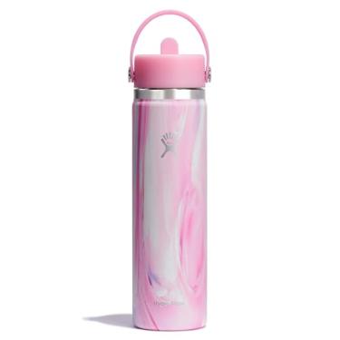 Imagem de Hydro Flask Garrafa com tampa de canudo flexível de 680 g - aço inoxidável isolado - tampa de canudo larga, não derrama, à prova de vazamento em rosa gelatinosa