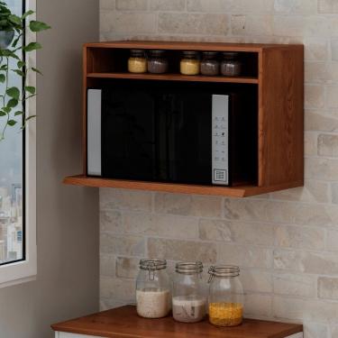 Imagem de Armário Nicho Aéreo para Micro-ondas 100% MDF com Detalhes em 45 Graus Canela