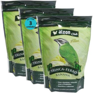 Imagem de Alcon club trinca-ferro banana 500g kit com 3 ração para pássaros