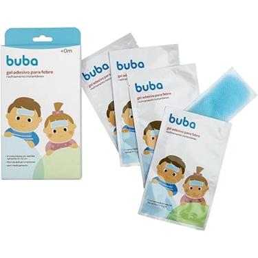 Imagem de Compressas Gel para Aliviar Febre Vacina Resfriado 4 Unidades Azul Buba 