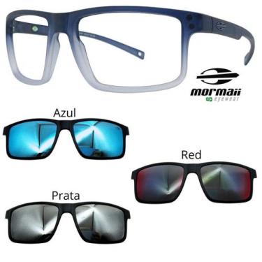 Imagem de Oculos Mormaii Swap 5 6127 DL6 Cinza Degrade Com 3 Clipons, Azul, Prat