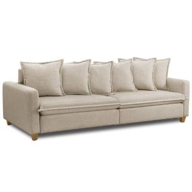 Imagem de Sofá Retrátil Para Sala Living 4 Lugares 290cm Lake F04 Linho Bege - Lyam Decor