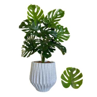 Imagem de Planta Artificial Costela De Adão 18 folhas Vaso Origami - FlorImp