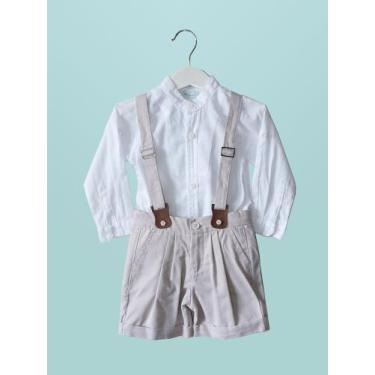 Imagem de Conjunto Bebê Oxford com Suspensório - Laureh, Cinza, 03