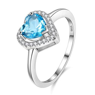 Imagem de Uloveido Aliança de compromisso de casamento com coração de coração banhado a platina, presentes de dia dos namorados para mulheres e meninas Y3130, Zircônia cúbica, Zircônia cúbica