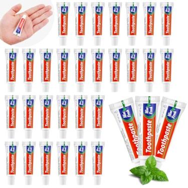 Imagem de HOFASON Pasta de dente com 500 tubos, tamanho de viagem, miniatura, 5 g, pasta de dente pequena de hortelã-pimenta, tamanho para viagem, 5,8 x 2 cm, mini pasta de dente descartável para hóspedes,