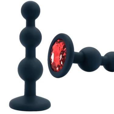 Imagem de Plug Anal Escalonado em Silicone Com Pedra Joia Toque Macio - vipmix