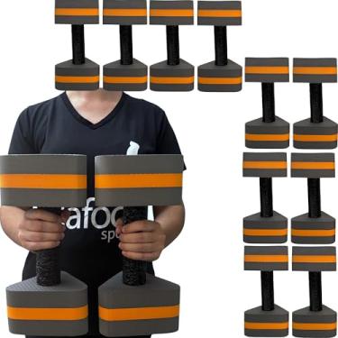 Imagem de Kit 5 Pares de Halteres Hidroginástica Em EVA 3 à 4 Kg DF4013-CZ Cinza e Laranja Dafoca Sports