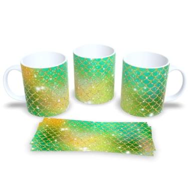 Imagem de Caneca Branca de Porcelana Personalizada Escamas de Sereias 2 (Mod.22)