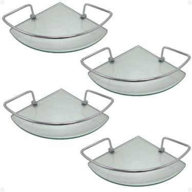 Imagem de Kit 4 Suporte Prateleira Porta Shampoo Canto Banheiro Vidro - Ictus Me