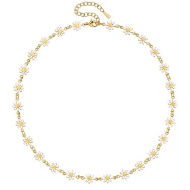 Imagem de Yecomsy Colar gargantilha de margarida, flores fofas, boêmio, Y2k, colorido, girassol, floral, colar, Zinco, Sem Pedra Preciosa