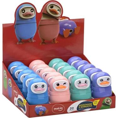 Imagem de Apontador com Depósito Decorado Patinho com Borracha 4 Cores - Molin