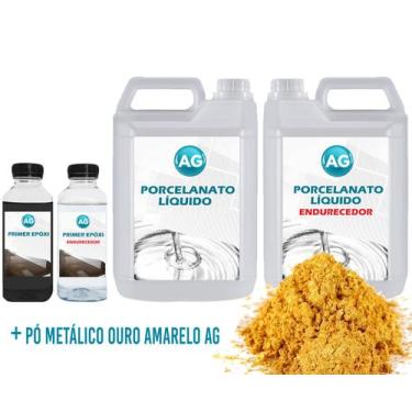 Imagem de Kit Porcelanato Líquido Metálico Ouro Amarelo AG por M² - Resinas ag, 