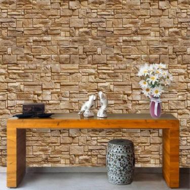 Imagem de Papel de Parede Vinil Pedras Rústicas em tons de Marrom - Inove Papéis
