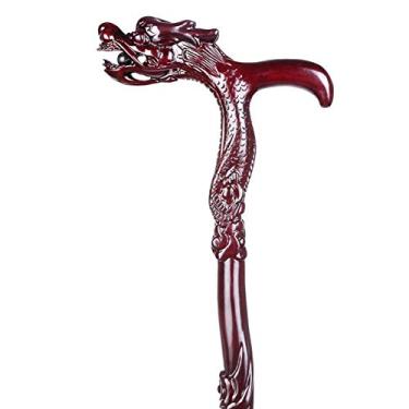 Imagem de LXPYMXDP Bengala de cabeça de dragão de mogno idoso, bengala de madeira maciça, leve e antiderrapante, adequada para idosos, bengala portátil, bengala de madeira de asa de frango/a/95 x 25 cm