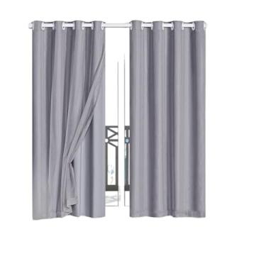 Imagem de Cortina Veda Luz Blackout Blecaute PVC Com Tecido Voil Para Janela e Porta(Cinza-280x230)
