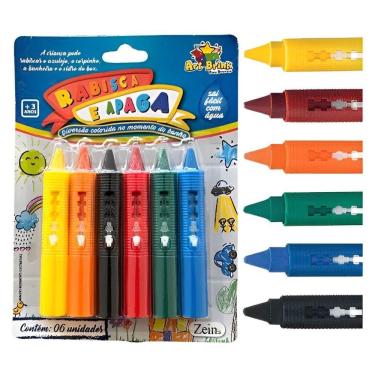 Imagem de Kit Com 5 Unidades de Giz Rabisca e Apaga Banho Cada Um Com 6 Unidades Divertido Lavavel Atoxica Art Brink
