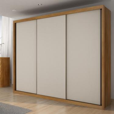 Imagem de Guarda Roupa Casal em MDF 3 Portas de Correr Palazzo Novo Horizonte - Cumaru 25/Fendi Fosco