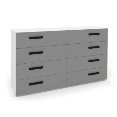 Imagem de Cômoda Lisboa 8 Gavetas Cinza e Branca
