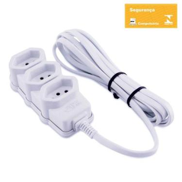 Imagem de Extensão Elétrica Reforçada 3 Metros Tripolar Compact Branca 3p 10a/25